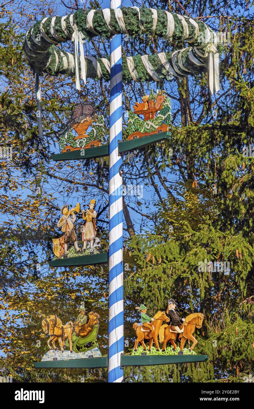 Maypole bei Ofterschwang, Allgaeu, Bayern, Deutschland, Europa Stockfoto