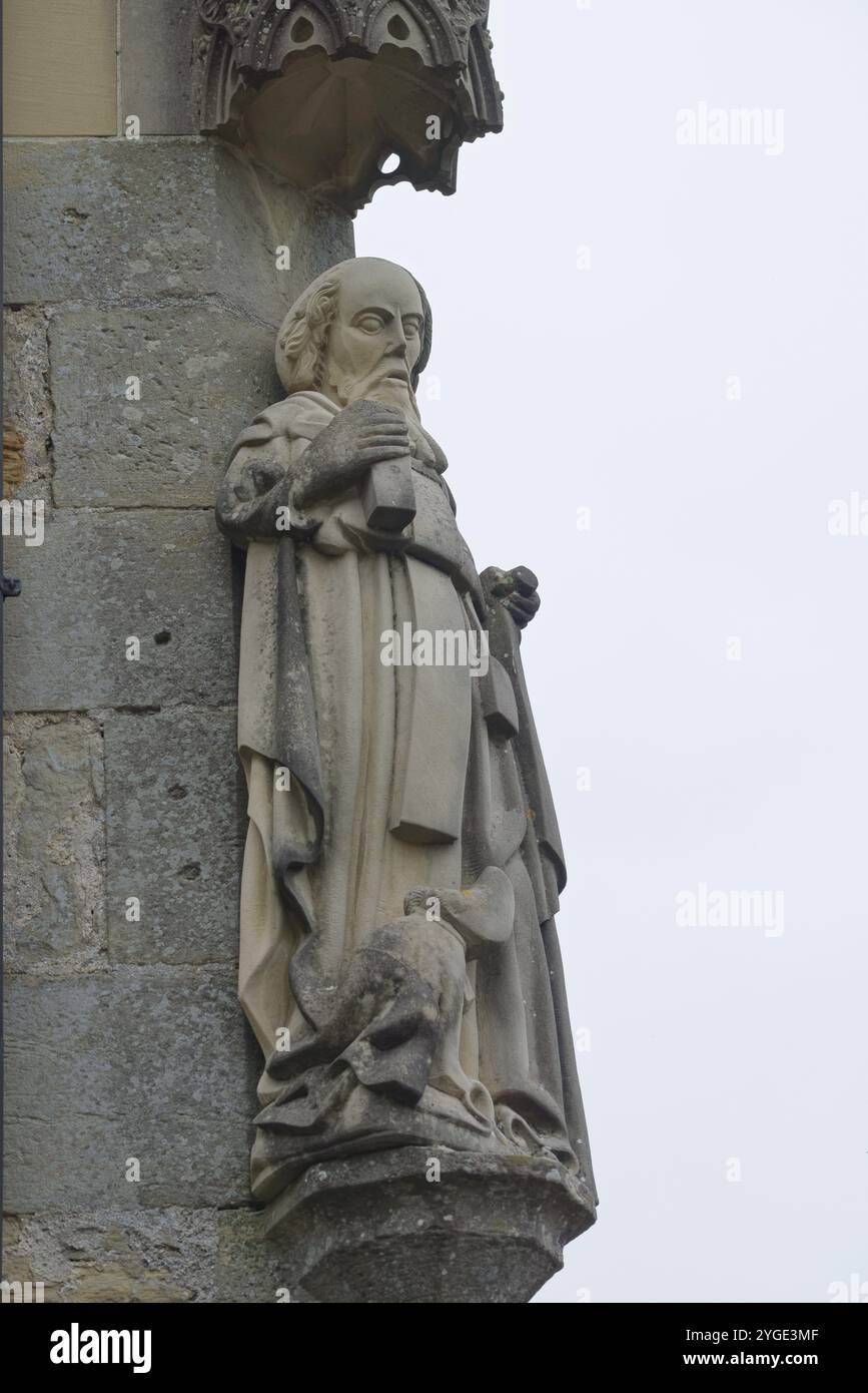 Skulptur des Heiligen Antonius von Padua, Marienkirche, Wallfahrtskirche, Wallfahrtsweg, Kirche, Pilgerfahrt, Rosengarten-Rieden, Rieden, Rosengarten, S Stockfoto