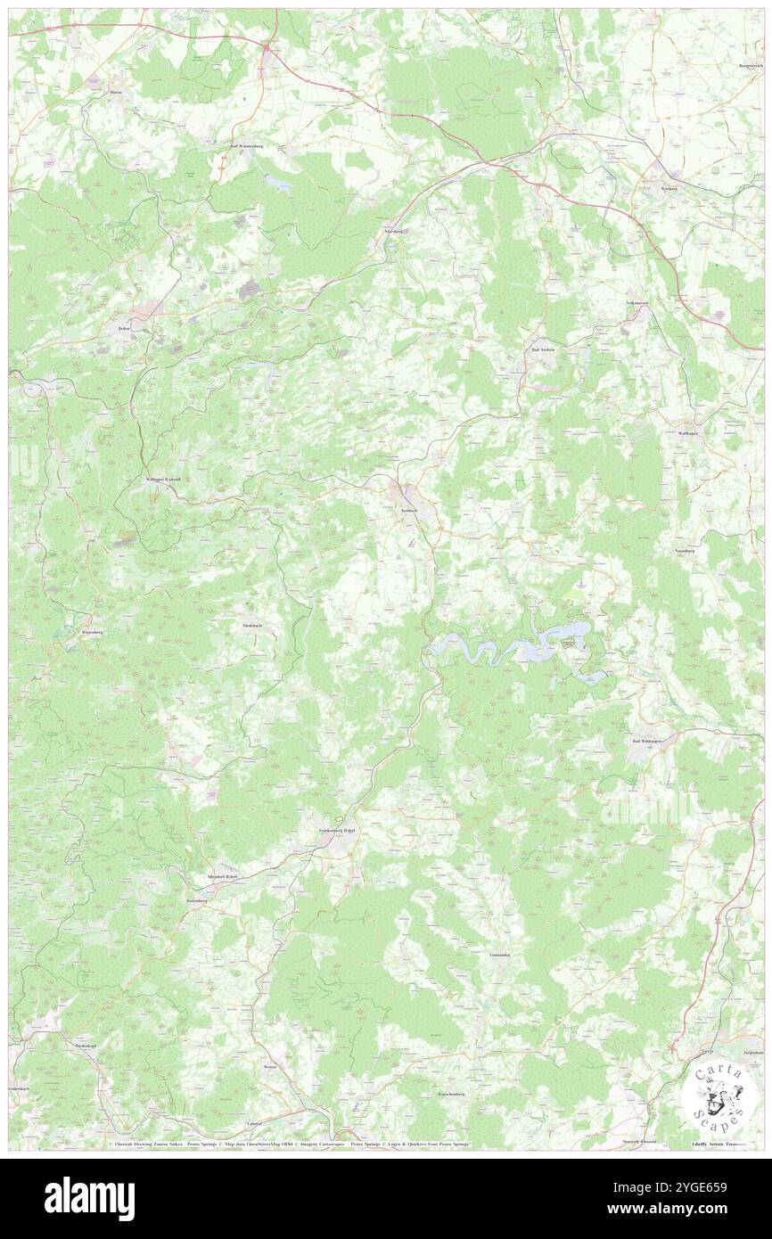 Landkreis Waldeck-Frankenberg, Regierungsbezirk Kassel, DE, Deutschland, Hessen, n 51 12' 25''', N 8 55' 51'', Karte, Cartascapes Map, veröffentlicht 2024. Erkunden Sie Cartascapes, eine Karte, die die vielfältigen Landschaften, Kulturen und Ökosysteme der Erde enthüllt. Reisen Sie durch Zeit und Raum und entdecken Sie die Verflechtungen der Vergangenheit, Gegenwart und Zukunft unseres Planeten. Stockfoto