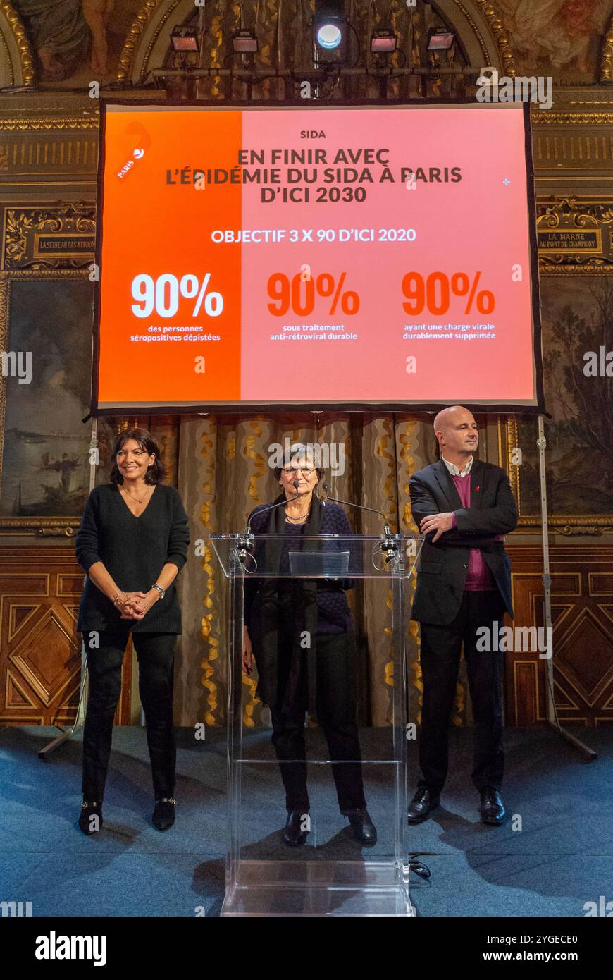 Paris, Frankreich, Pariser Bürgermeister, AIDS-Konferenz, Anne Hidalgo, 'vers Paris sans Sida' Event to End AIDS Epidemic, (France Lert), 2016 Stockfoto