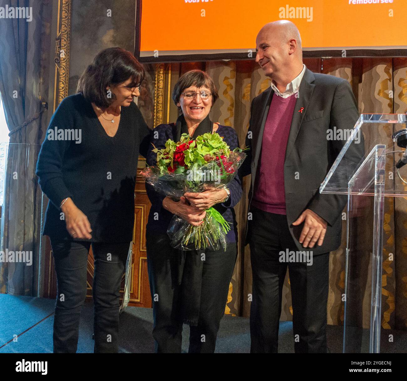 Paris, Frankreich, Pariser Bürgermeister, AIDS-Konferenz, Anne Hidalgo, 'vers Paris sans Sida' Event to End AIDS Epidemic, (France Lert), 2016 Stockfoto