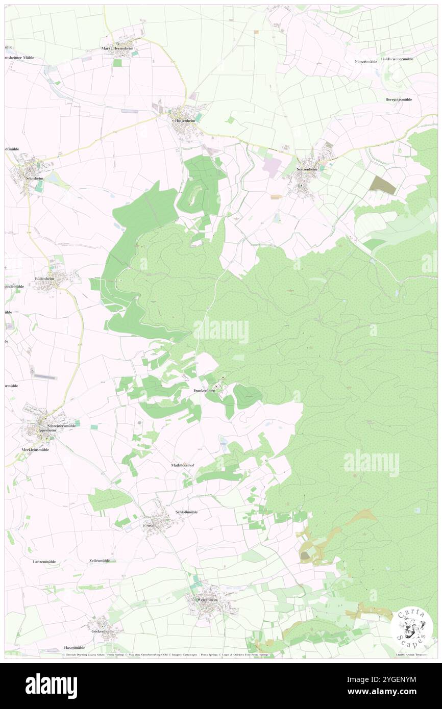 Eichen Wald, DE, Deutschland, Bayern, N 49 37' 0''', N 10 16' 0''', Karte, Cartascapes Map, veröffentlicht 2024. Erkunden Sie Cartascapes, eine Karte, die die vielfältigen Landschaften, Kulturen und Ökosysteme der Erde enthüllt. Reisen Sie durch Zeit und Raum und entdecken Sie die Verflechtungen der Vergangenheit, Gegenwart und Zukunft unseres Planeten. Stockfoto