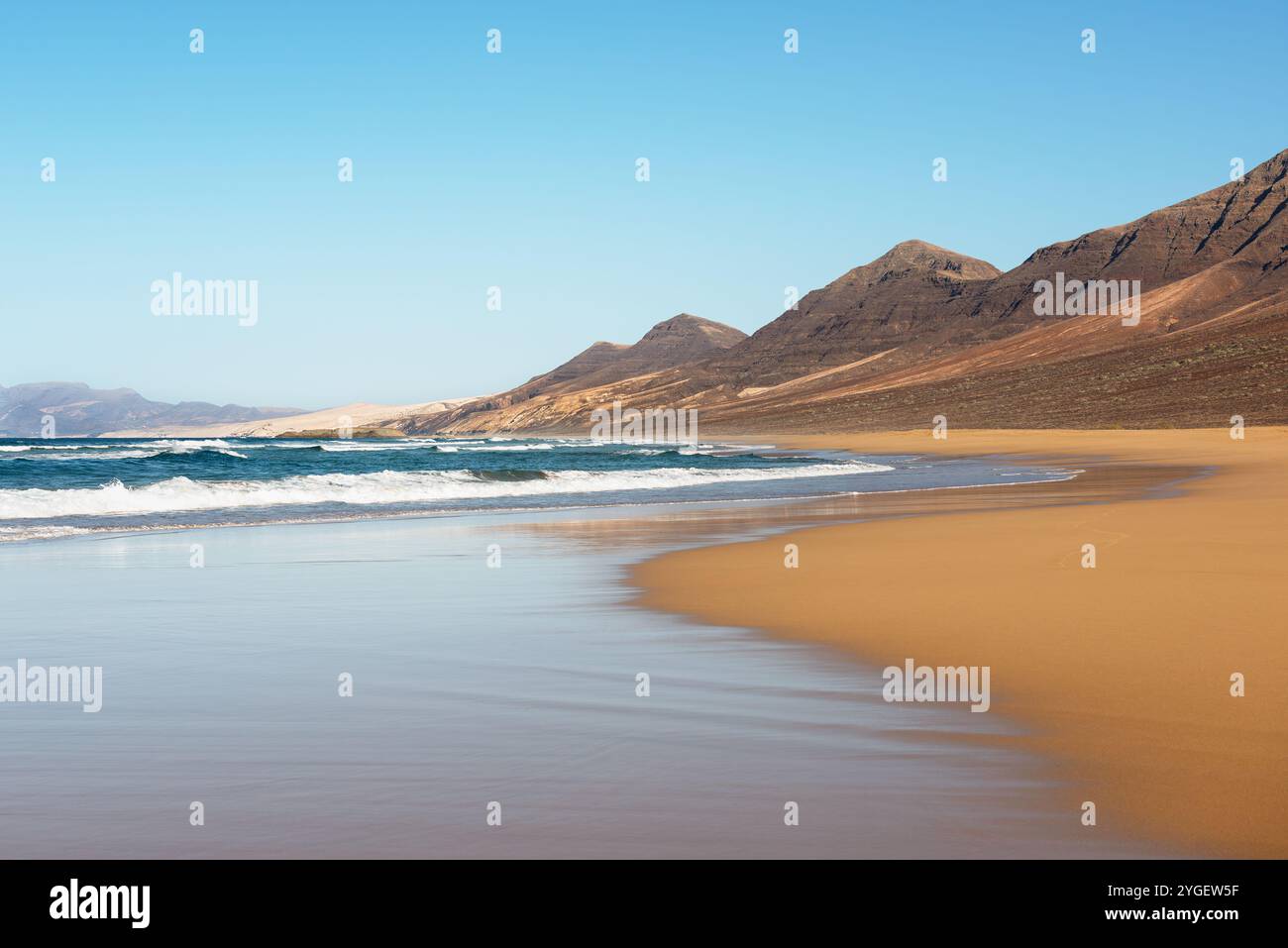 Playa de Cofete, schönster Strand auf Fuerteventura auf den Kanarischen Inseln. Spanien Stockfoto