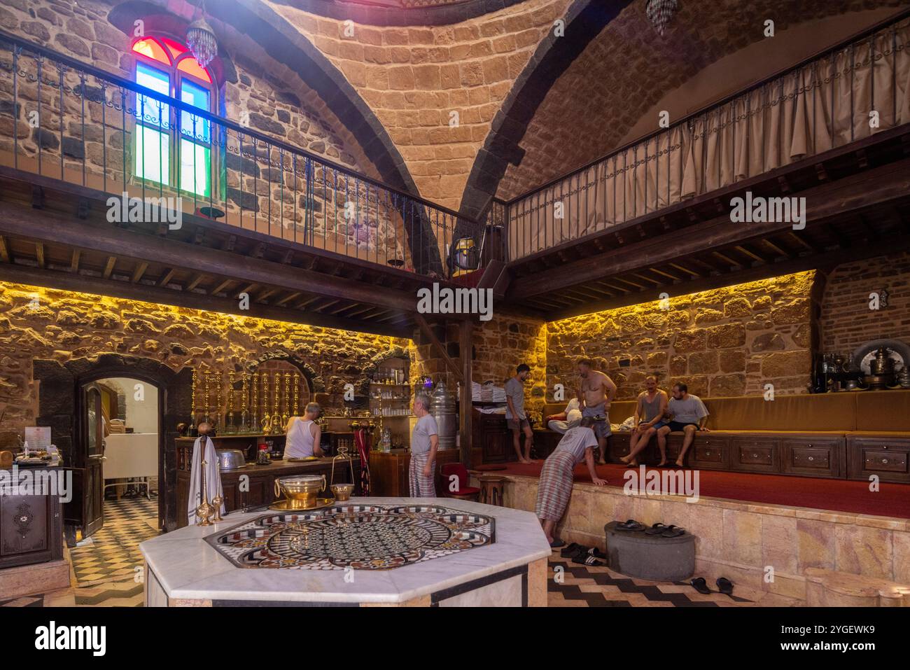 Inneres des Hammams (Bad) des Mamluk Sultan Baybars, Damaskus, Syrien Stockfoto