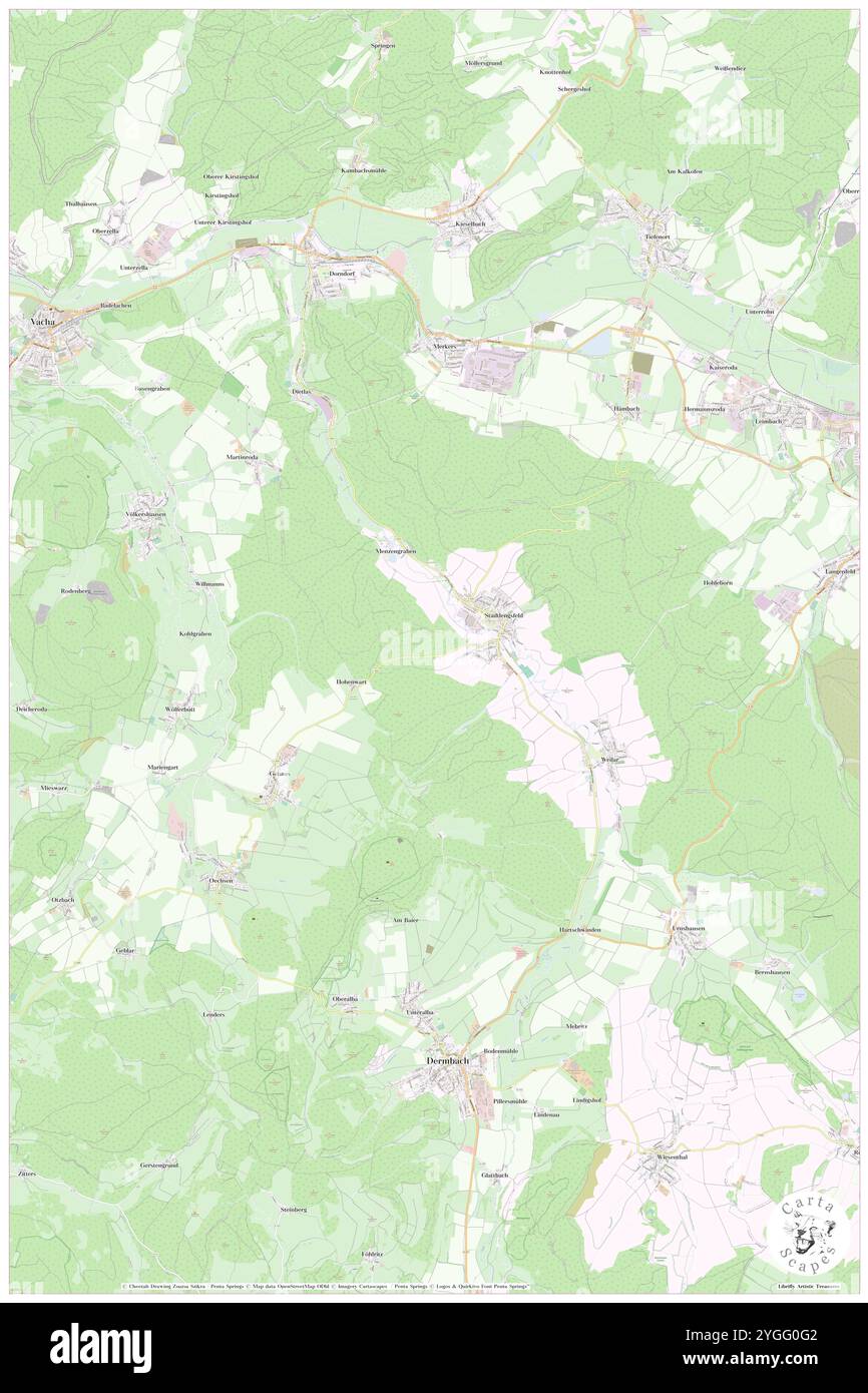 Stadtlengsfeld, Deutschland, Thüringen, N 50 46' 59''', N 10 7' 45''', Karte, Kartenausgabe 2024. Erkunden Sie Cartascapes, eine Karte, die die vielfältigen Landschaften, Kulturen und Ökosysteme der Erde enthüllt. Reisen Sie durch Zeit und Raum und entdecken Sie die Verflechtungen der Vergangenheit, Gegenwart und Zukunft unseres Planeten. Stockfoto