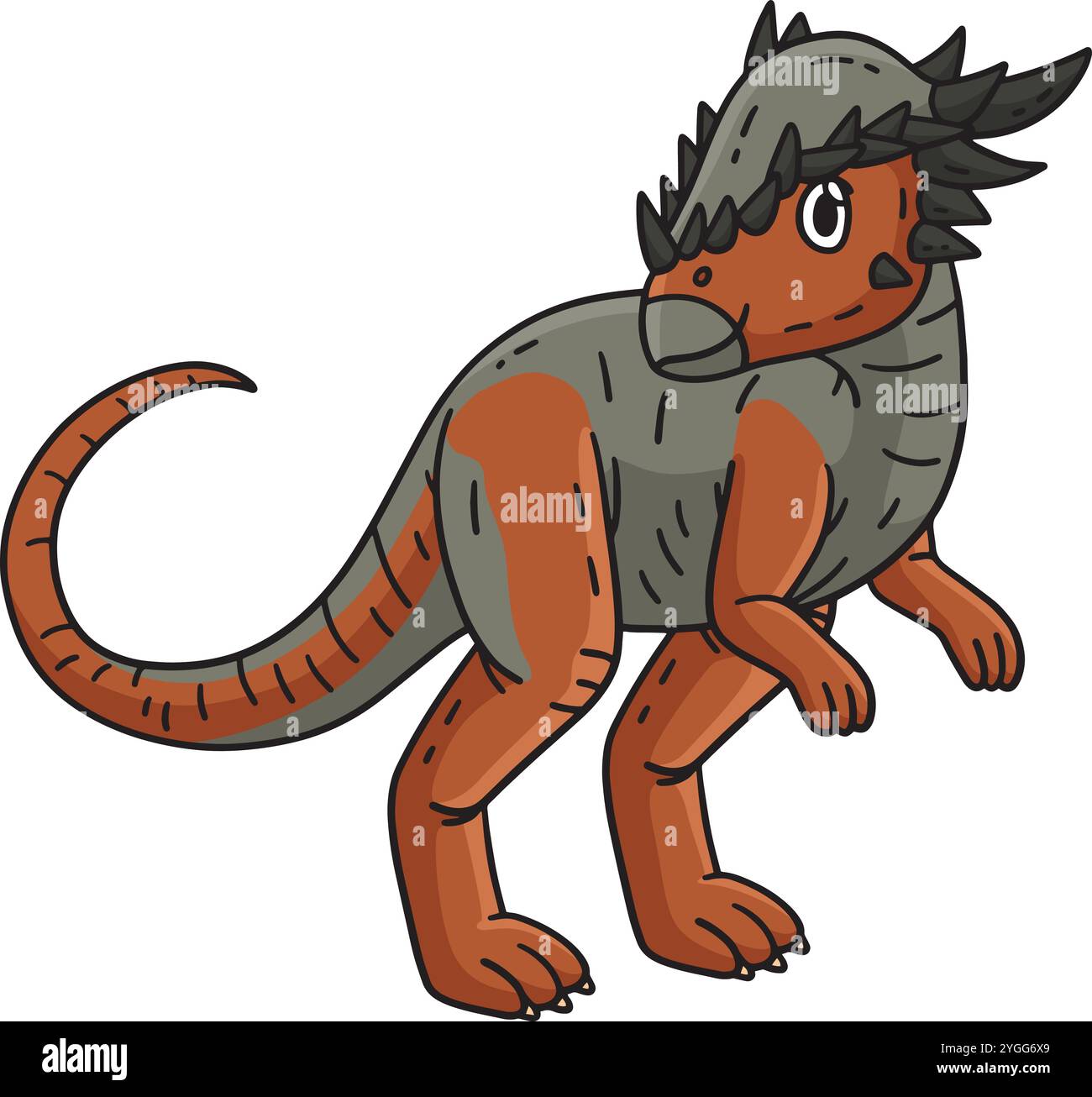 Dino Pachycephalosaurus Cartoon Coloured Clipart Stock Vektor