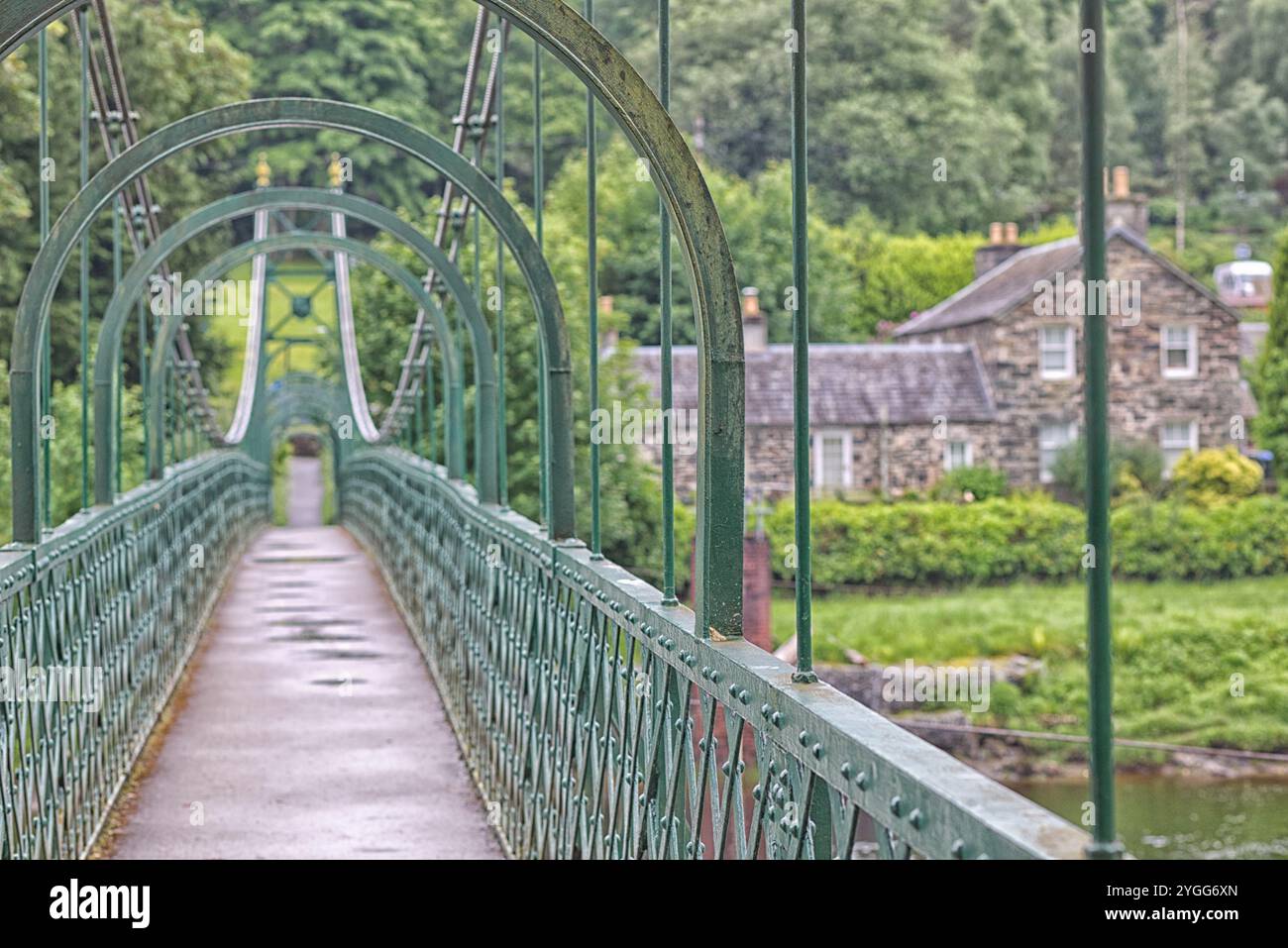 Abstrakte Ansicht der Clunie Bridge, Tummel Hängebrücke, Pitlochry Stockfoto
