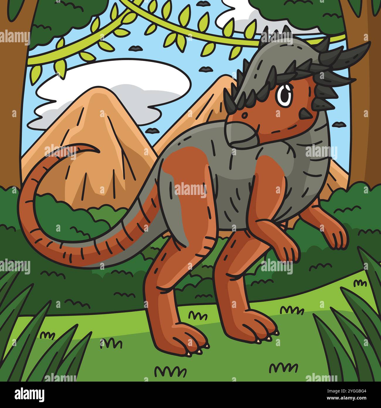 Dino Animal Pachycephalosaurus Farbiger Cartoon Stock Vektor