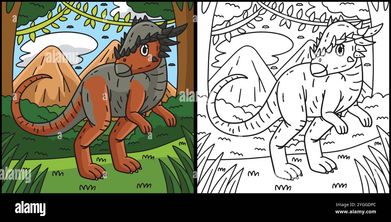 Dino Pachycephalosaurus Malseite Illustration Stock Vektor