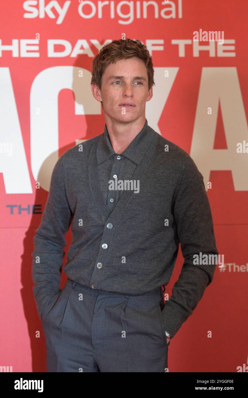 Italien, Rom, 7. November 2024 - Fotoruf der Sky TV-Serie „The Night of the Jackall“ (die Nacht des Jackalls): Eddie Redmayne Foto © Fabio Mazzarella/Sintesi/Alamy Live News Stockfoto