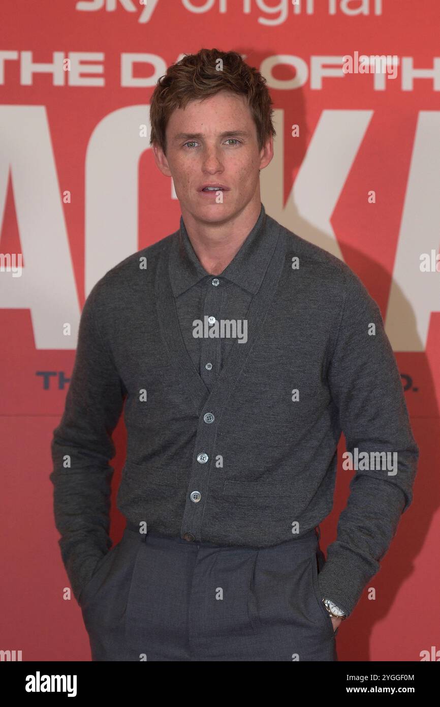 Italien, Rom, 7. November 2024 - Fotoruf der Sky TV-Serie „The Night of the Jackall“ (die Nacht des Jackalls): Eddie Redmayne Foto © Fabio Mazzarella/Sintesi/Alamy Live News Stockfoto