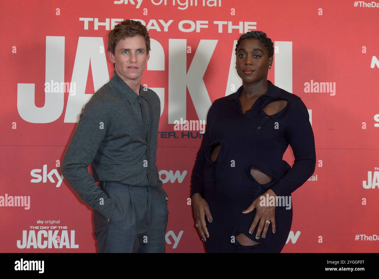 Italien, Rom, 7. November 2024 - Fotoruf der Sky TV-Serie „The Night of the Jackall“ (die Nacht des Jackalls): Eddie Redmayne Foto © Fabio Mazzarella/Sintesi/Alamy Live News Stockfoto