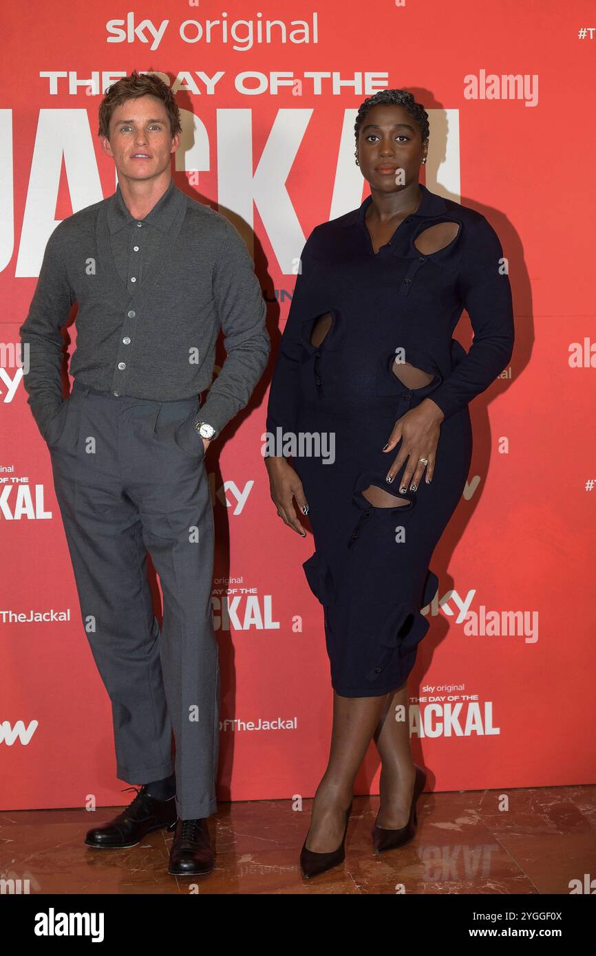 Italien, Rom, 7. November 2024 - Fotoruf der Sky TV-Serie „The Night of the Jackall“ (die Nacht des Jackalls): Eddie Redmayne Foto © Fabio Mazzarella/Sintesi/Alamy Live News Stockfoto