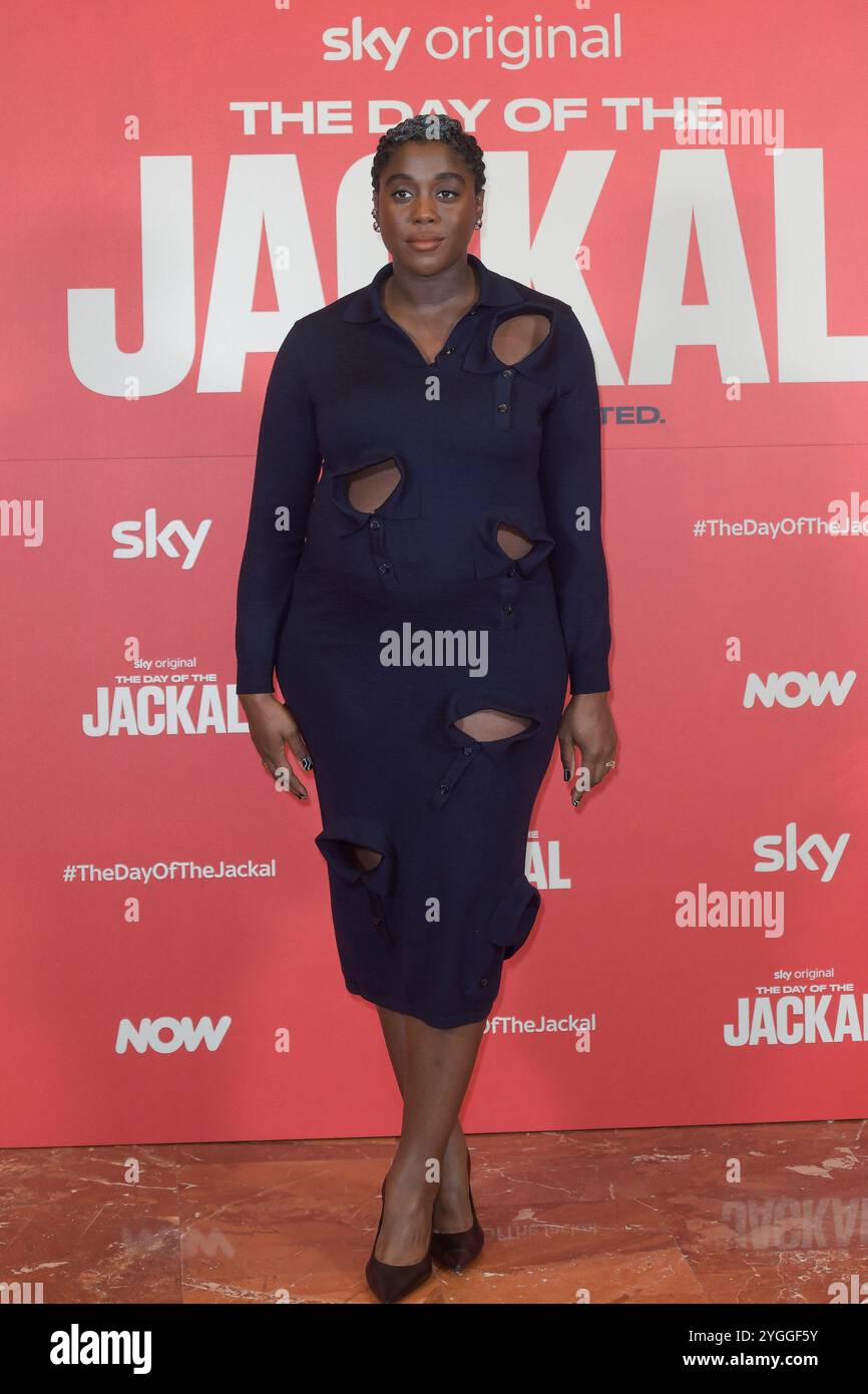 Italien, Rom, 7. November 2025 - Fotoruf der Sky TV-Serie „The Night of the Jackall“ (die Nacht des Jackalls): Lashana Lynch Foto © Fabio Mazzarella/Sintesi/Alamy Live News Stockfoto