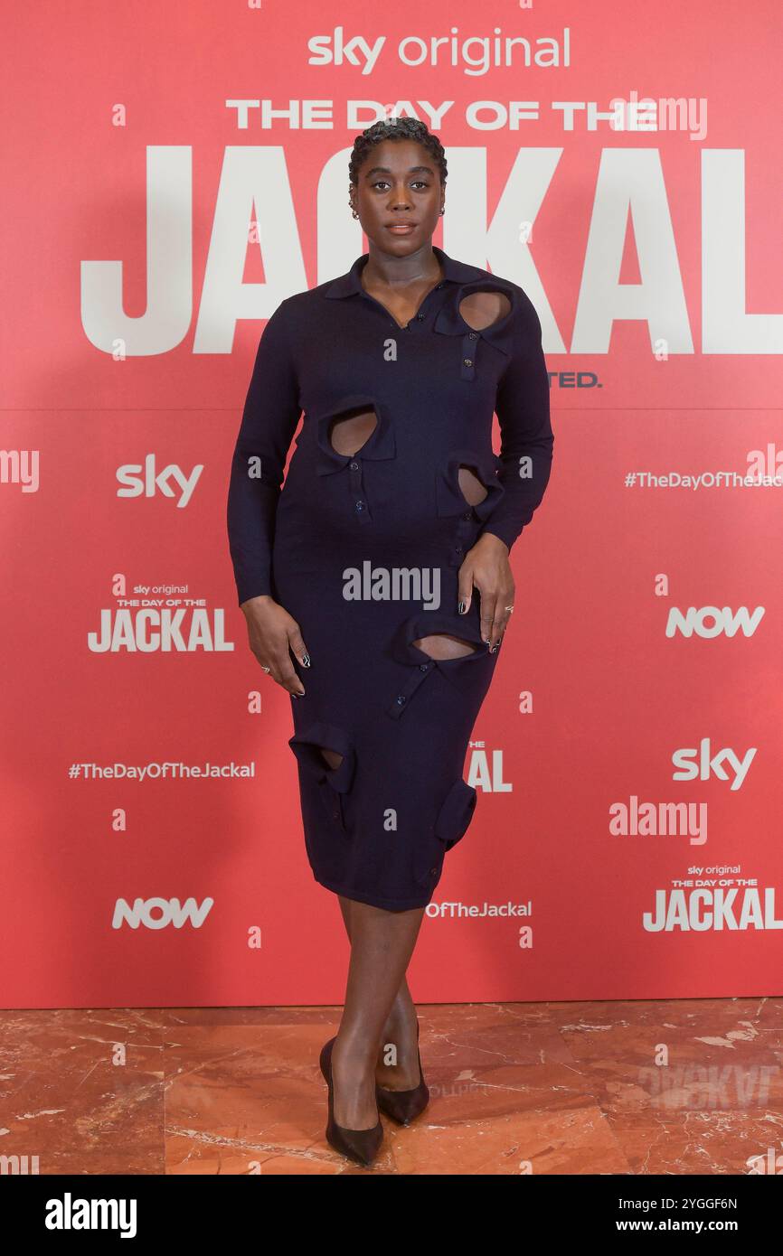 Italien, Rom, 7. November 2025 - Fotoruf der Sky TV-Serie „The Night of the Jackall“ (die Nacht des Jackalls): Lashana Lynch Foto © Fabio Mazzarella/Sintesi/Alamy Live News Stockfoto