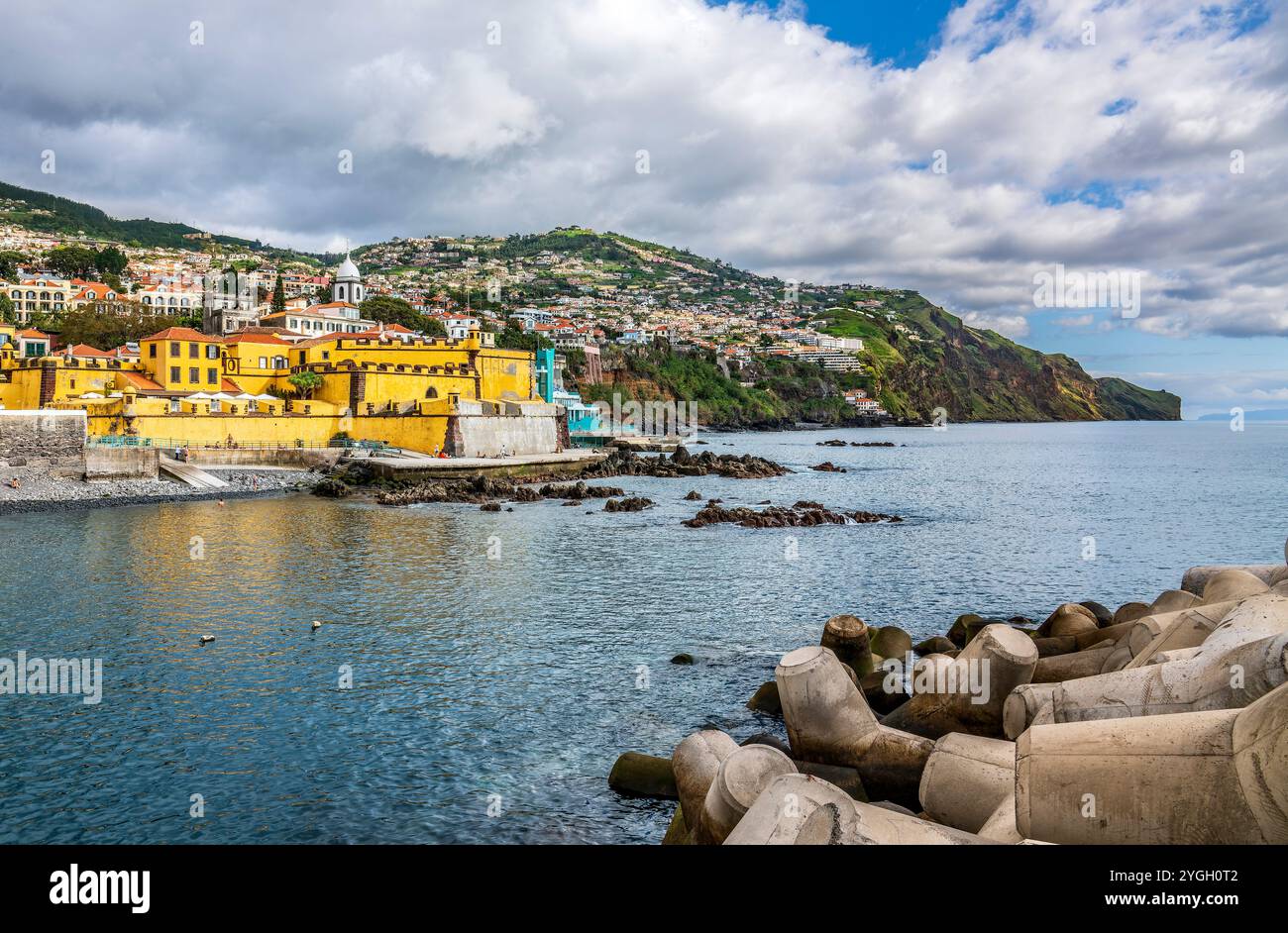 Funchal, Strand in Fort São Tiago Stockfoto