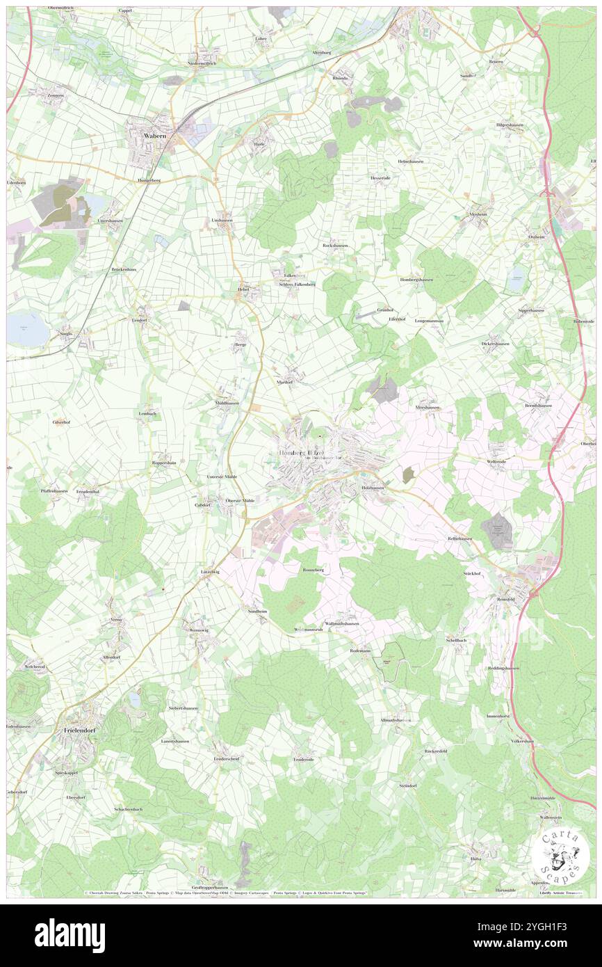 Homberg (Efze), Kreisstadt, Regierungsbezirk Kassel, DE, Deutschland, Hesse, N 51 1' 59''', N 9 24' 0''', Karte, Cartascapes Map, veröffentlicht 2024. Erkunden Sie Cartascapes, eine Karte, die die vielfältigen Landschaften, Kulturen und Ökosysteme der Erde enthüllt. Reisen Sie durch Zeit und Raum und entdecken Sie die Verflechtungen der Vergangenheit, Gegenwart und Zukunft unseres Planeten. Stockfoto