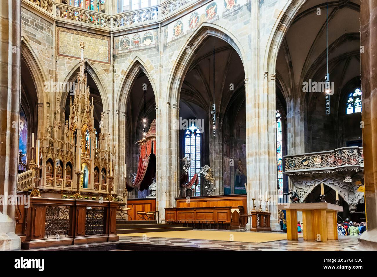 Hauptaltar. Die Metropolitan Kathedrale der Heiligen Veit, Wenzel und Adalbert. Veitsdom, Prager Burg, Prag, Tschechische Republik, Europa Stockfoto