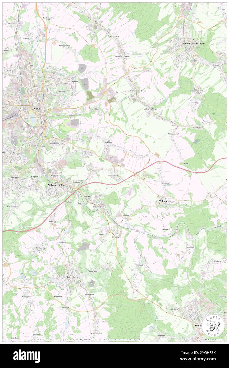 Friedrichsgruen, Deutschland, Sachsen, N 50 40' 51''', N 12 33' 42''', Karte, Cartascapes Map, veröffentlicht 2024. Erkunden Sie Cartascapes, eine Karte, die die vielfältigen Landschaften, Kulturen und Ökosysteme der Erde enthüllt. Reisen Sie durch Zeit und Raum und entdecken Sie die Verflechtungen der Vergangenheit, Gegenwart und Zukunft unseres Planeten. Stockfoto