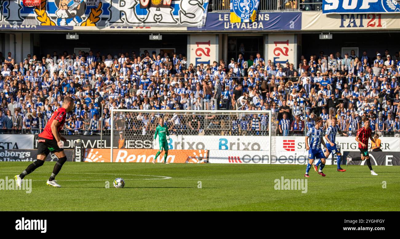 Göteborg, Schweden. September 2023. Brommapojkarna mit Freistoß im Spiel gegen IFK Göteborg. Stockfoto