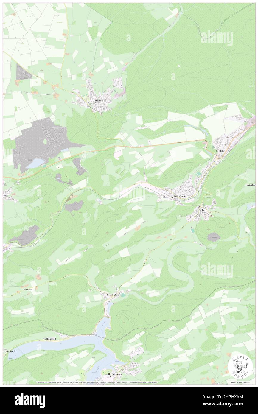 Beringhausen, Regierungsbezirk Arnsberg, Deutschland, Nordrhein-Westfalen, n 51 24' 34''', N 8 45' 32''', Karte, Cartascapes Map, veröffentlicht 2024. Erkunden Sie Cartascapes, eine Karte, die die vielfältigen Landschaften, Kulturen und Ökosysteme der Erde enthüllt. Reisen Sie durch Zeit und Raum und entdecken Sie die Verflechtungen der Vergangenheit, Gegenwart und Zukunft unseres Planeten. Stockfoto