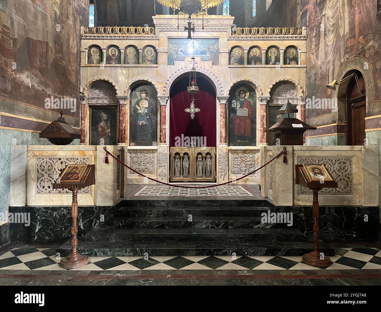 Kirche, Innenraum, St. Alexander Newski, Patriarchal, Orthodox, kathedrale, Sofia Bulgarien, Osteuropa, Balkan, Religion, drinnen, Altar, Nevski Stockfoto