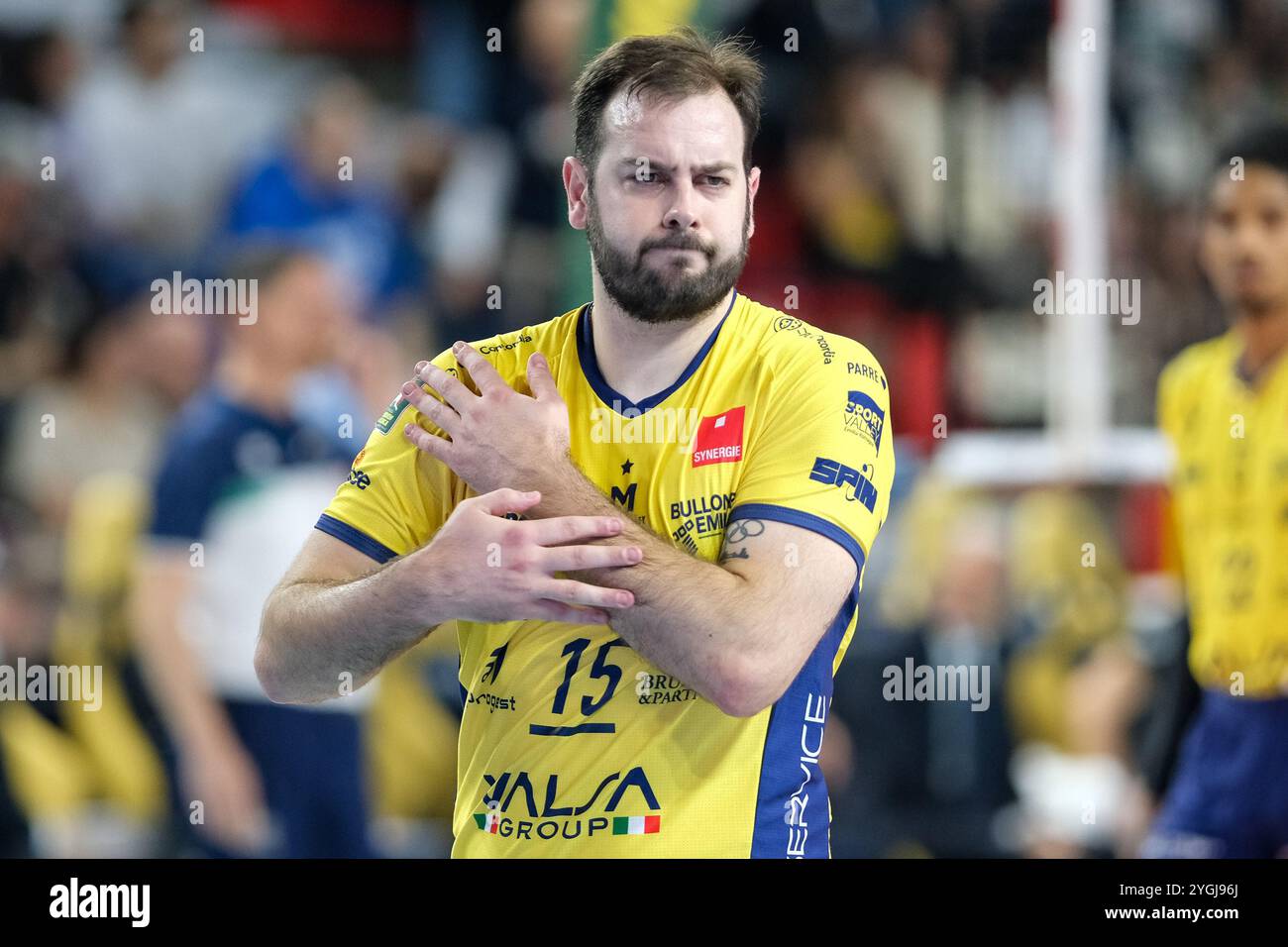 Luciano de Cecco von der Valsa Group Modena während des Spiels zwischen Rana Verona und Valsa Group Modena, reguläre Saison des italienischen SuperLega Volleyball Stockfoto