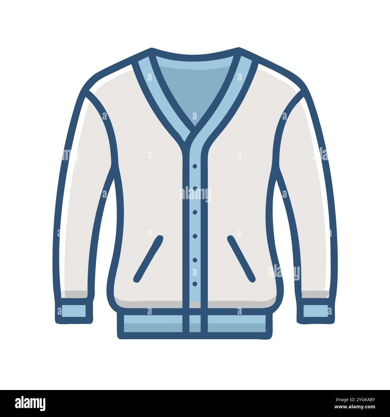 Einfache Vektor-Illustration einer Strickjacke , in einem einfachen und klaren Stil, für Business- und Modegrafiken. Kleidung flach Illustration. Stock Vektor
