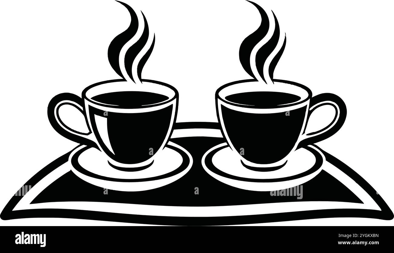 Silhouettenvektor-Symbol für Kaffee- oder Teetasse auf weißem Hintergrund Stock Vektor