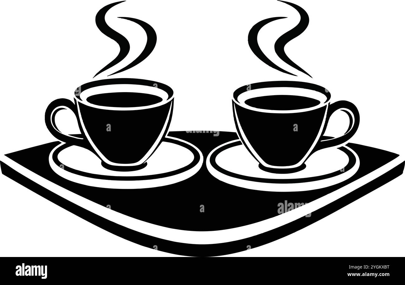 Silhouettenvektor-Symbol für Kaffee- oder Teetasse auf weißem Hintergrund Stock Vektor