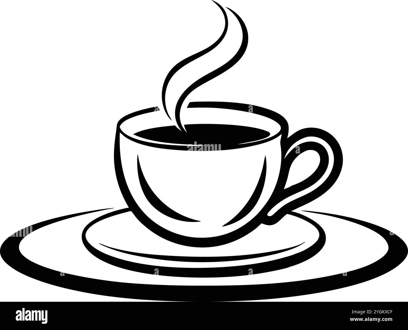 Silhouettenvektor-Symbol für Kaffee- oder Teetasse auf weißem Hintergrund Stock Vektor