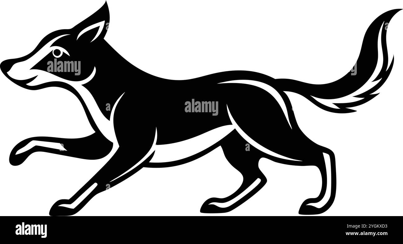 Eine Vektor-Illustration des Hundes auf weißem Hintergrund Stock Vektor