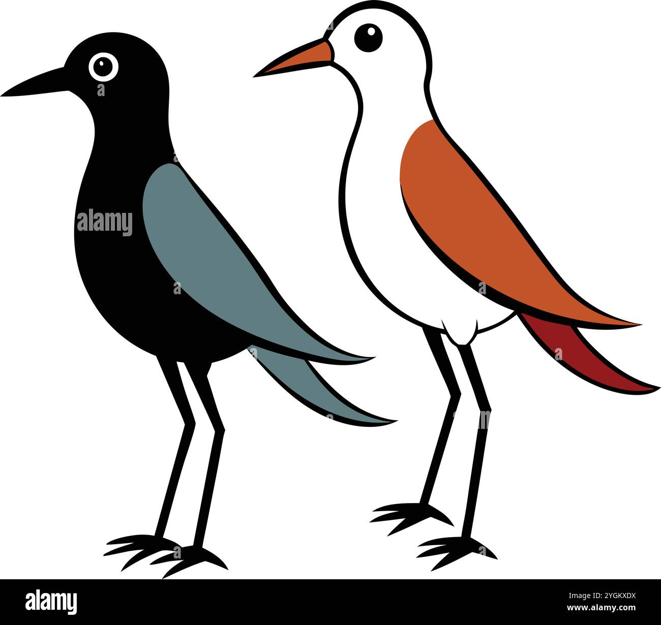 Schöne Vogel-Vektor-Kunst-Illustration auf einem weißen Hintergrund Stock Vektor