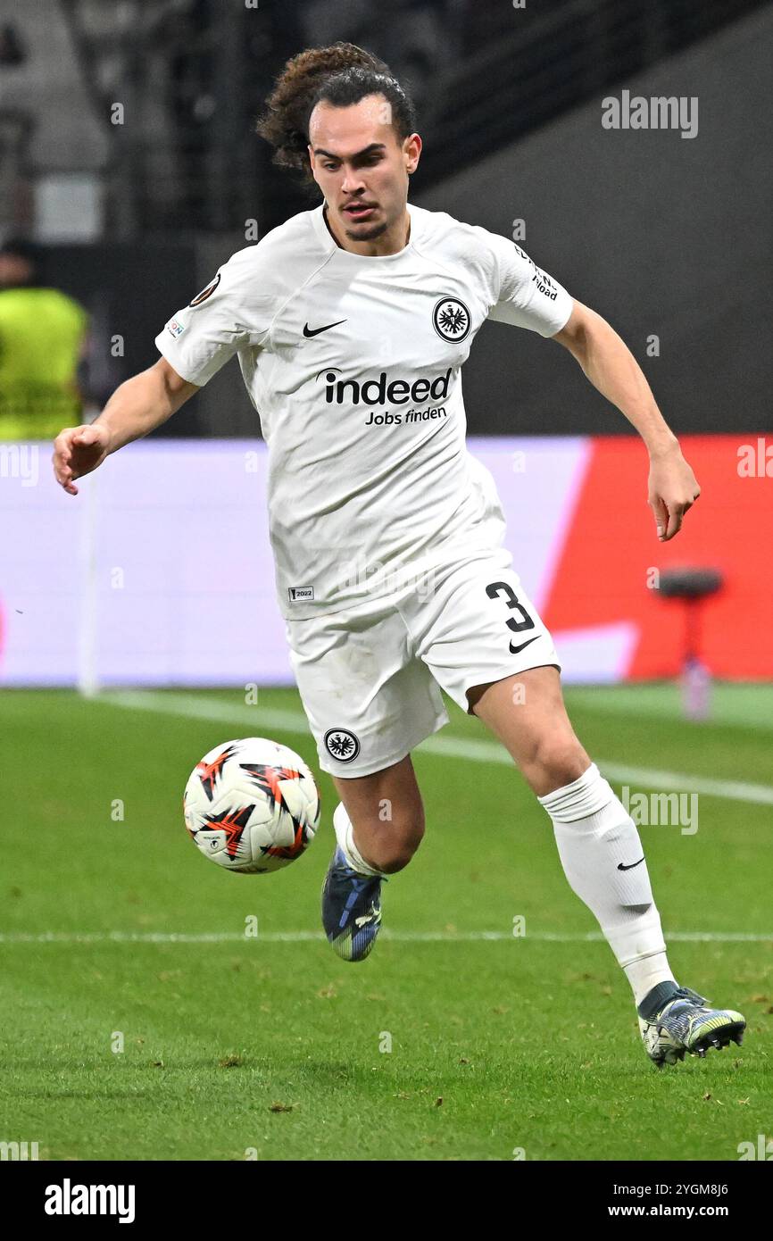 Frankfurt, Deutschland. November 2024. Fussball UEFA Europa League 4. Spieltag Eintracht Frankfurt - Rigas FS am 24.10.2024 im Deutschen Bank Park in Frankfurt Arthur Theate ( Frankfurt ) Foto: Revierfoto Credit: ddp Media GmbH/Alamy Live News Stockfoto