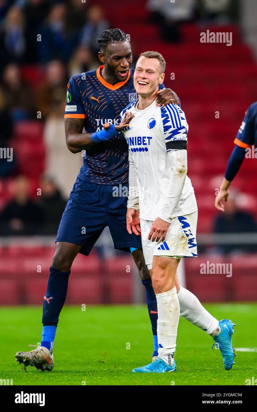 3 (IBA) - Jerome Opoku, 7 (FCK) - Viktor Claesson. Europa Conference League: FC København vs İstanbul Başakşehir F.K. - 07.11.2024. København, Dan Stockfoto