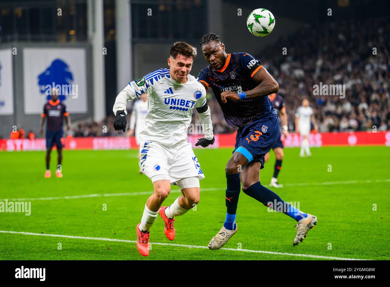 13 (FCK) - Rodrigo Huescas, 3 (IBA) - Jerome Opoku. Europa Conference League: FC København vs İstanbul Başakşehir F.K. - 07.11.2024. København, Da Stockfoto