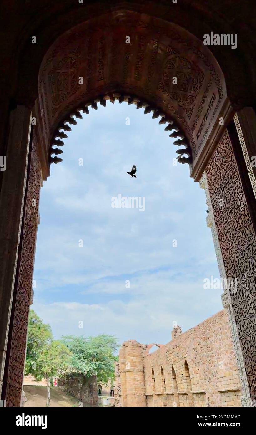 Qutub minar, UNESCO-Weltkulturerbe aus dem 12. Jahrhundert, Delhi, indien Stockfoto