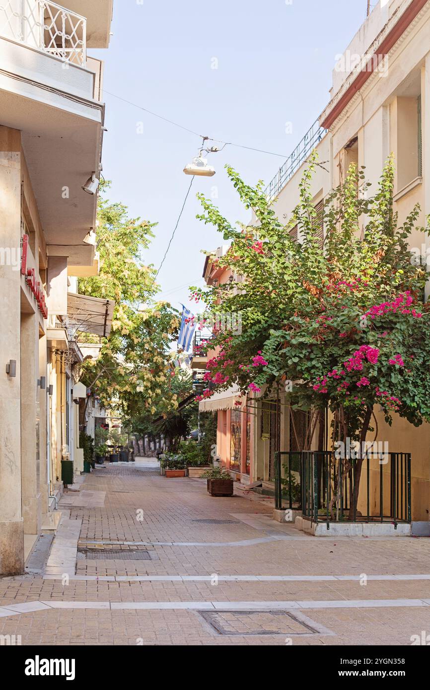 Wunderschöne gemütliche Straße, Altstadt von Athen, Griechenland Stockfoto