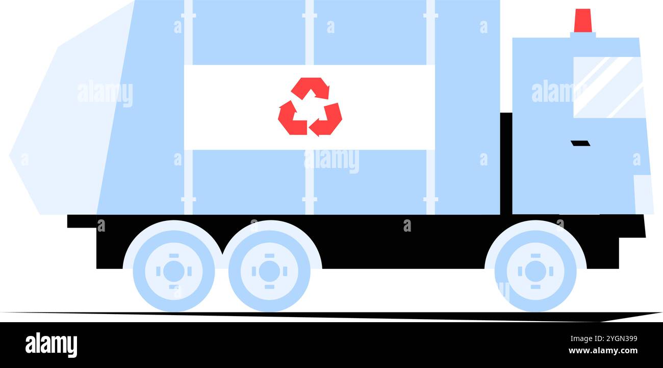 Recycling-Lkw In Flacher Vektor-Illustration, Die Umweltdienstleistungen, Abfallwirtschaft Und Nachhaltigkeit Symbolisiert, Isoliert Auf Weißem Hintergrund Stock Vektor