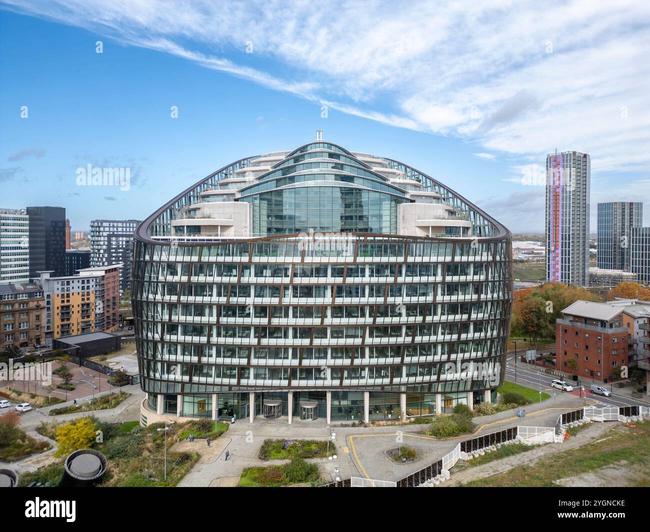 Nr. 1 Angel Square, Hauptsitz der Co-operative Group, NOMA, Manchester, England, Großbritannien Stockfoto