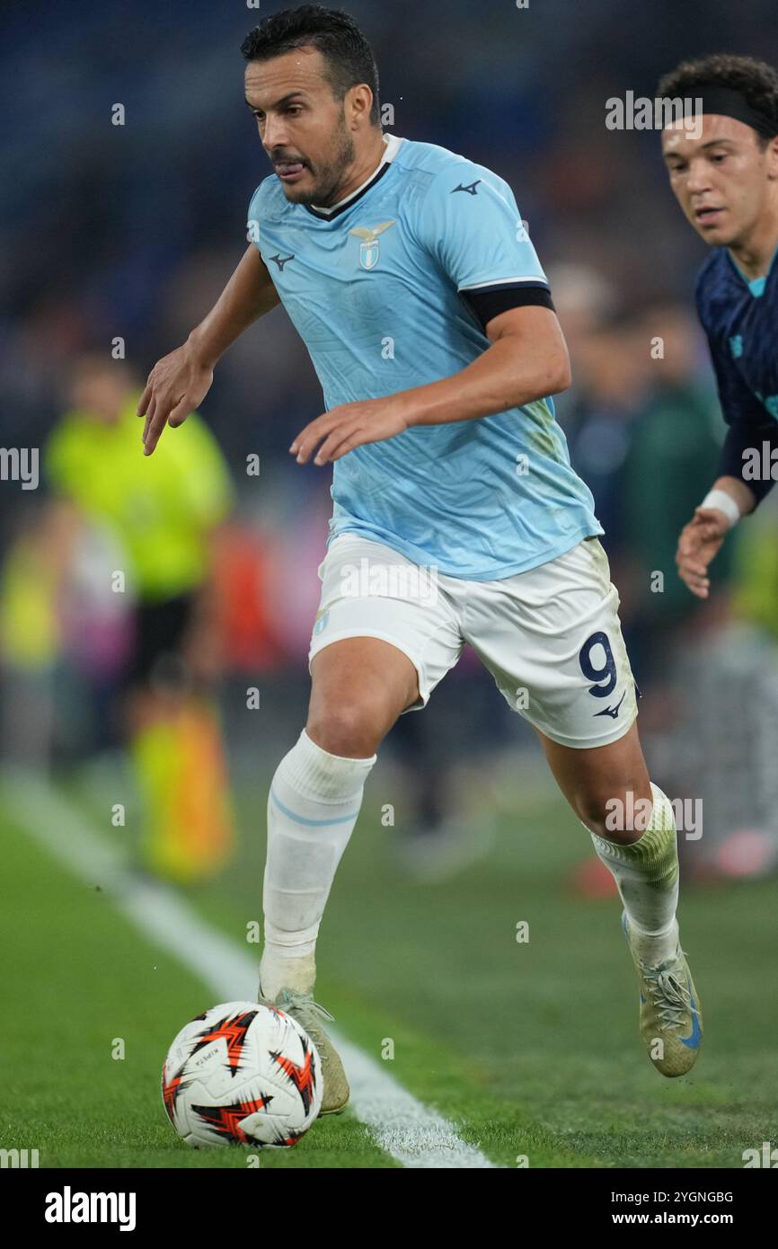 Roma, Italien. November 2024. Lazios Pedro während der UEFA Europa League Einzelgruppe zwischen Lazio und Porto im Olympiastadion in Rom, Italien - Donnerstag, 7. November 2024 - Sport Soccer (Foto: Alfredo Falcone/LaPresse) Credit: LaPresse/Alamy Live News Stockfoto