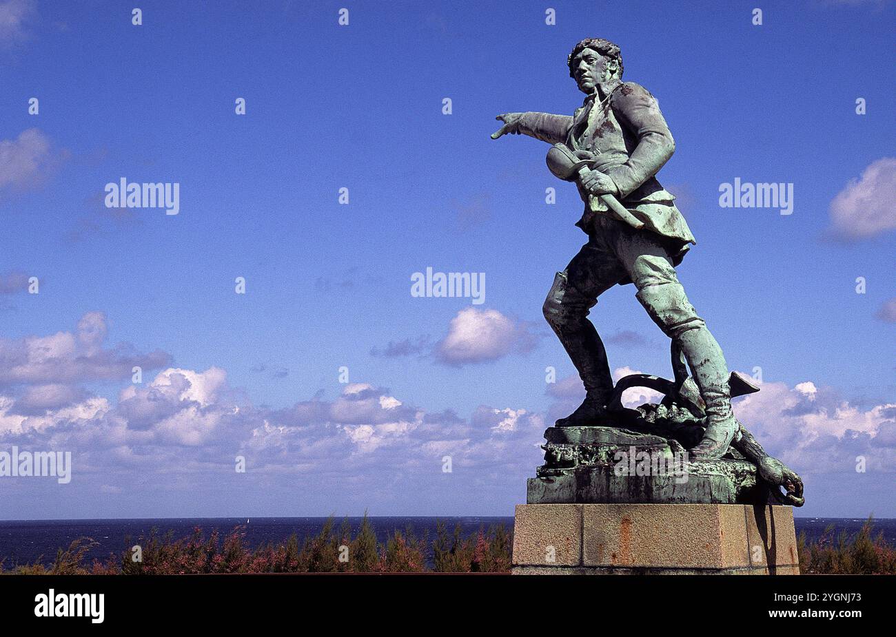 Statue des Korsars Robert Surcouf, St. Malo, Bretagne, Frankreich Stockfoto