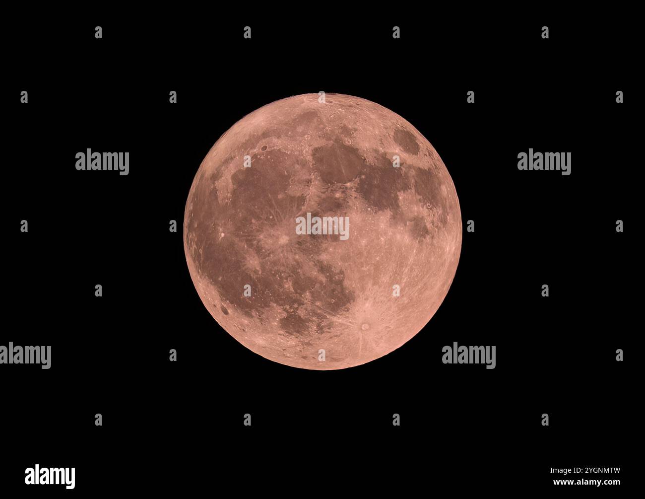Der Vollmond der Juni-Erdbeere leuchtet orange am Nachthimmel über Ottawa, Kanada, 4. Juni 2023 Stockfoto