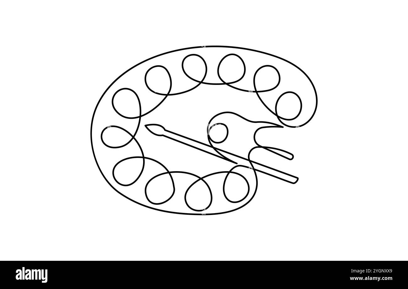 Farbpalette Linienzeichnung, Symbol „Farbpalette Linie“ mit bearbeitbarer Kontur Stock Vektor