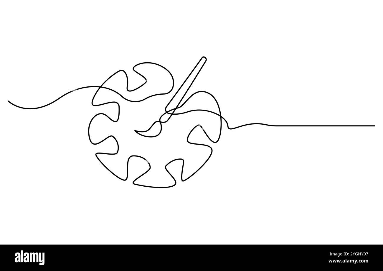 Farbpalette Linienzeichnung, Symbol „Farbpalette Linie“ mit bearbeitbarer Kontur Stock Vektor