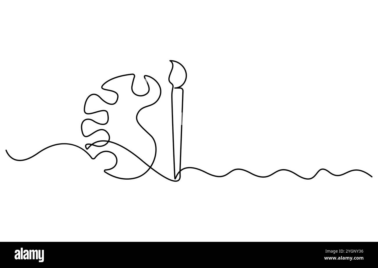 Farbpalette Linienzeichnung, Symbol „Farbpalette Linie“ mit bearbeitbarer Kontur Stock Vektor