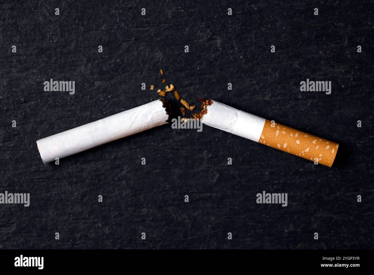 Eine durchgebrochene Zigarette der Marke Gauloises Blondes Red liegt auf einem Tisch. Die britische Regierung hat ein raidkales Gesetz für ein weitreichendes Rauchverbot ins Parlament eingebracht. Die Generation der heute 15-Jährigen soll demnach nie in ihrem Leben legal Zigaretten kaufen können. Themenbild, Symbolbild Köln, 08.11.2024 NRW Deutschland *** Eine kaputte Gauloise Blondinen Rote Zigarette liegt auf einem Tisch die britische Regierung hat ein Schlachtzugsgesetz für ein weitreichendes Rauchverbot im parlament eingeführt, in dem die Generation der heutigen 15-Jährigen niemals legal Zigaretten kaufen kann Stockfoto