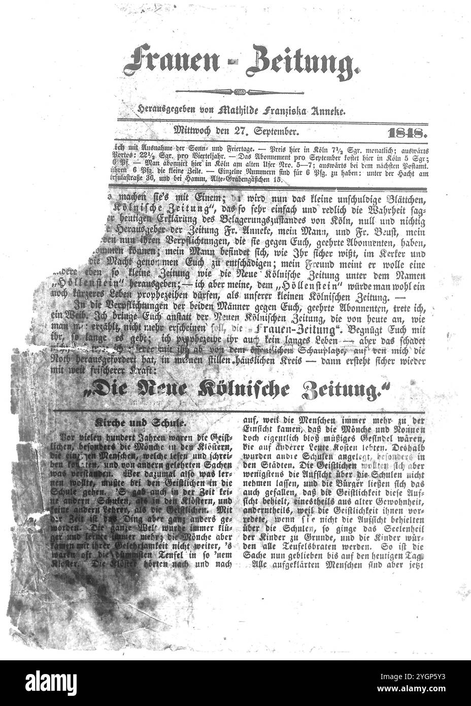 Franziska Mathilde Anneke, Persöhnlichkeit des Ruhrgebiets. 17.06.2008, EU, DEU, Deutschland, Nordrhein-Westfalen: das Geburtshaus gut Oberleveringhausen von Mathilde Franziska Anneke geborene Mathilde Franziska Giesler 1817 - 1884 im Stadtteil Hiddinghausen. Anneke war die aelteste Tochter von insgesamt zwoelf Kinder des wohlhabenden Bergwerkbesitzers Karl Giesler und dessen Ehefrau Elisabeth Huelswitt. Mathilde Anneke gilt als eine der ersten Frauenrechtlerin in deutschland und den USA. Sie hat als Schriftstellerin und Journalistin arbeiten und 1849 als Soldatin im Badischen Aufstände gek Stockfoto