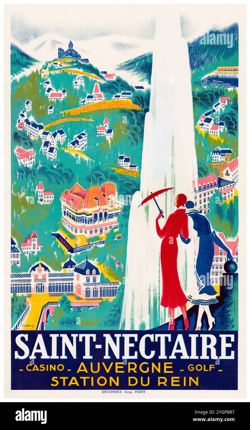 Französisches Vintage-Reiseplakat aus den 1930er Jahren, Saint Nectaire, Auvergne, 1931 Stockfoto