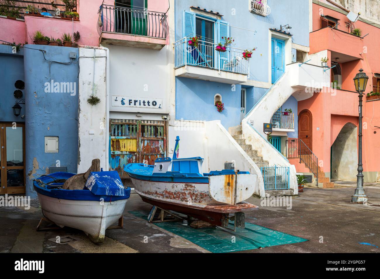 Malerischer Blick auf Corricella, Procida, Kampanien, Italien Stockfoto